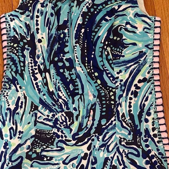 Lilly Pulitzer Womens Shift Dress Blue White Green Back Zip Sleevless Size 0(G) - Picture 10 of 13